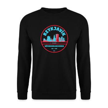 Insigne de la Skyline de la Ville de Reykjavík - Sweat-shirt Unisexe - noir - Devant - Alina (178cm) & Michal (187cm)