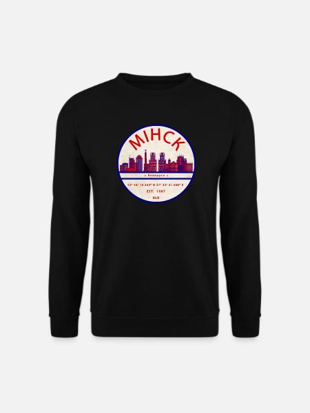 Minsk Skyline Emblem Koordinaten - Unisex Pullover - Schwarz