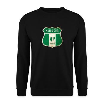 Maiduguri Nigeria Wappen Flaggen Design - Unisex Pullover - Schwarz - Vorne - Alina (178cm) & Michal (187cm)