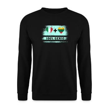 Italien und Litauen 100% geniale Flagge - Unisex Pullover - Schwarz - Vorne - Alina (178cm) & Michal (187cm)