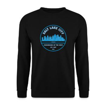 Salt Lake City Skyline Stamp - Unisex Sweatshirt - black - Front - Alina (178cm) & Michal (187cm)