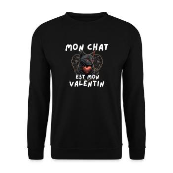 Mon chat est mon Valentin - Sweat-shirt Unisexe - noir - Devant - Alina (178cm) & Michal (187cm)