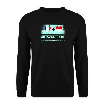 Drapeau France et Indonésie 100% génial - Sweat-shirt Unisexe - noir - Devant - Alina (178cm) & Michal (187cm)