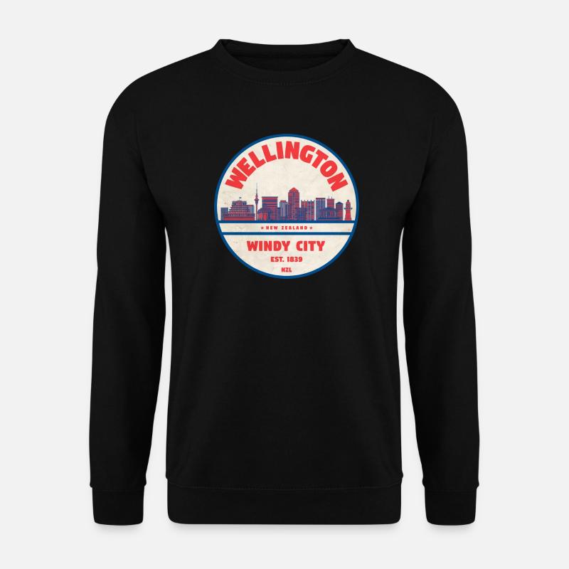 Wellington Windy City Skyline - Unisex Pullover - Schwarz