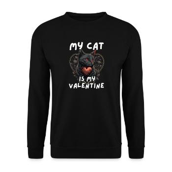 My cat is my Valentine - Unisex Sweatshirt - black - Front - Alina (178cm) & Michal (187cm)