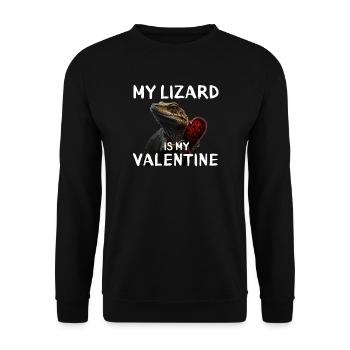 Lézard Valentine Cœur - Sweat-shirt Unisexe - noir - Devant - Alina (178cm) & Michal (187cm)