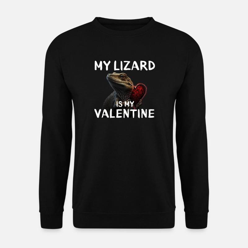Valentine Herz-Eidechse - Unisex Pullover - Schwarz