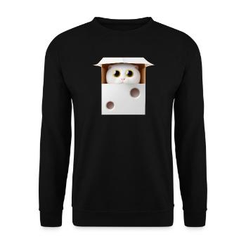 Chat mignon dans une boîte carton - Sweat-shirt Unisexe - noir - Devant - Alina (178cm) & Michal (187cm)