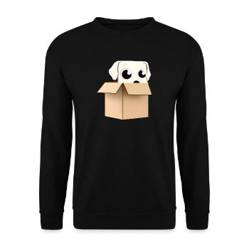 Curious Dog in Box - Unisex Sweatshirt - black - Front - Alina (178cm) & Michal (187cm)