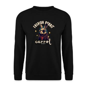Lapin Rockeur en cuir - Sweat-shirt Unisexe - noir - Devant - Alina (178cm) & Michal (187cm)