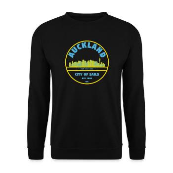 Auckland City of Sails Skyline - Unisex Sweatshirt - black - Front - Alina (178cm) & Michal (187cm)