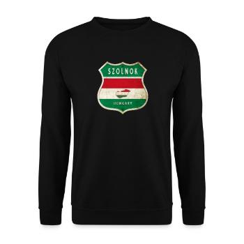 Design du drapeau de Szolnok (Hongrie) - Sweat-shirt Unisexe - noir - Devant - Alina (178cm) & Michal (187cm)