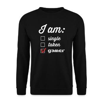 Player status: single taken gamer - Unisex Sweatshirt - black - Front - Alina (178cm) & Michal (187cm)