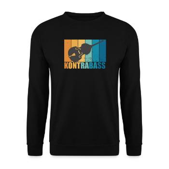 Kontrabass Vintage Instrument Musiker Geschenk - Unisex Pullover - Schwarz - Vorne - Alina (178cm) & Michal (187cm)