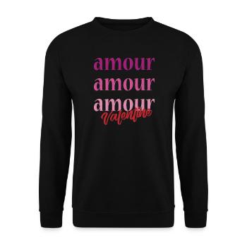 t-shirt amour Saint-Valentin 14 février amour amour - Sweat-shirt Unisexe - noir - Devant - Alina (178cm) & Michal (187cm)