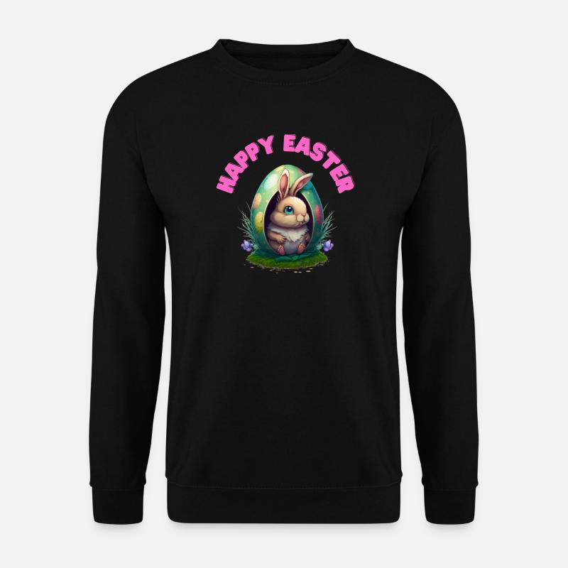 Happy Easter Frohe Ostern Hase - Unisex Pullover - Schwarz