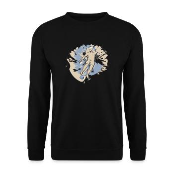 Football players in action while playing football - Unisex Sweatshirt - black - Front - Alina (178cm) & Michal (187cm)