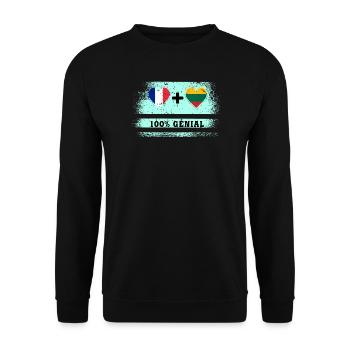Drapeau France et Lituanie 100% génial - Sweat-shirt Unisexe - noir - Devant - Alina (178cm) & Michal (187cm)