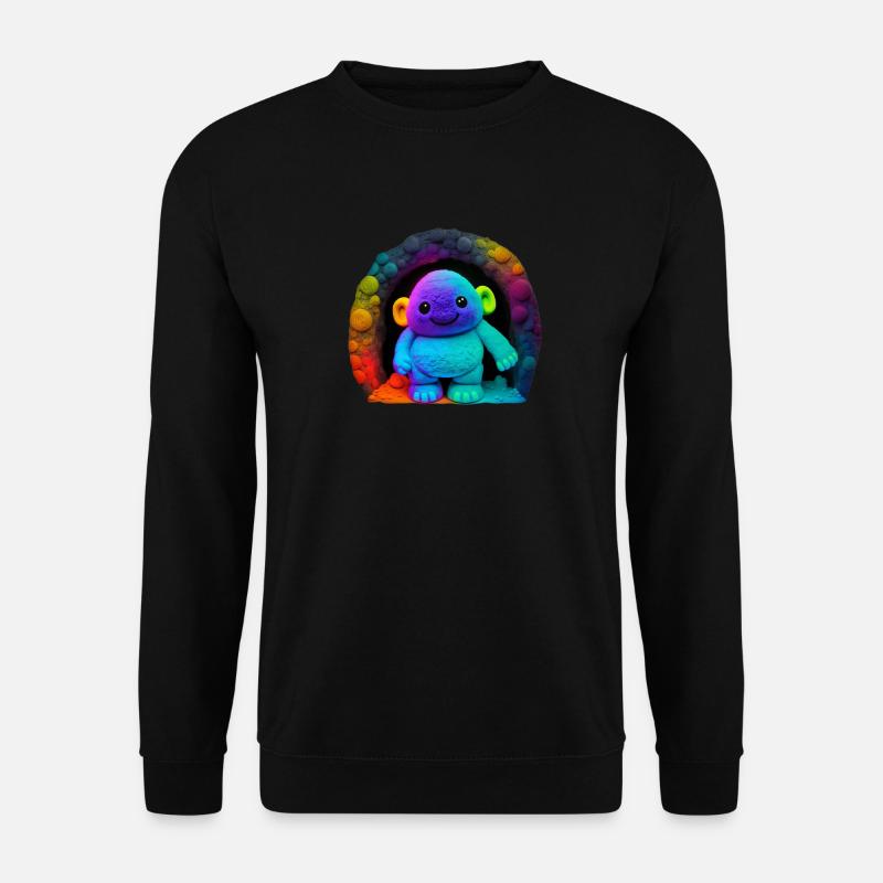 Neon Regenbogenaffe im Tunnel - Unisex Pullover - Schwarz