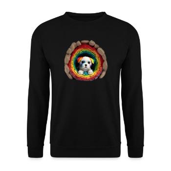 Rainbow Pups Tunnel - Unisex Pullover - Schwarz - Vorne - Alina (178cm) & Michal (187cm)