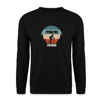 J'peux pas j'ai vélo retro - Unisex Sweatshirt - black - Front - Alina (178cm) & Michal (187cm)