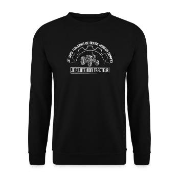I Pilot My Tractor - Unisex Sweatshirt - black - Front - Alina (178cm) & Michal (187cm)