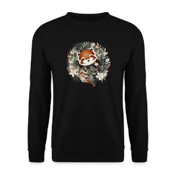 Magical little red panda bear in the jungle - Unisex Sweatshirt - black - Front - Alina (178cm) & Michal (187cm)