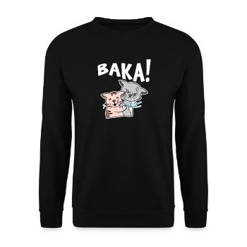 Manga Comic Baka Katze Spruch Cosplay Japan Anime - Unisex Pullover - Schwarz - Vorne - Alina (178cm) & Michal (187cm)