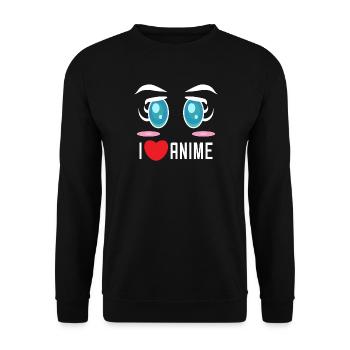Popkultur Comic zeichentrick Anime Statement Herz - Unisex Pullover - Schwarz - Vorne - Alina (178cm) & Michal (187cm)