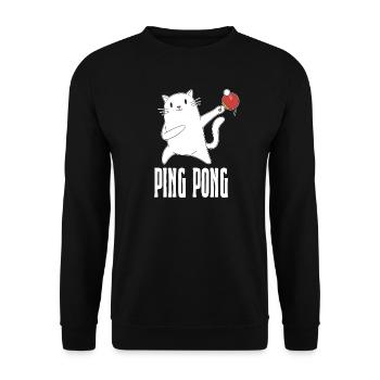 Table Tennis Katze Pingpong Outfit Cat Tischtennis - Sweat-shirt Unisexe - noir - Devant - Alina (178cm) & Michal (187cm)