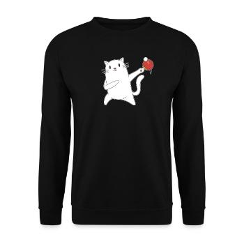 Table Tennis Katze Pingpong Outfit Cat Tischtennis - Sweat-shirt Unisexe - noir - Devant - Alina (178cm) & Michal (187cm)