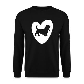 Herz Hush Puppie Vektor Hund Tierliebe Liebe Love - Unisex Pullover - Schwarz - Vorne - Alina (178cm) & Michal (187cm)