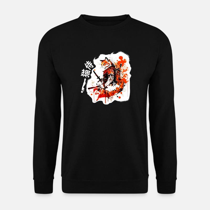 Samurai Cat in Red - Unisex Sweatshirt - black