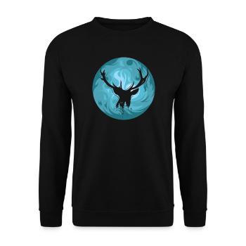 moon rendeer reindeer hirsch elch Symbol geschenk - Unisex Pullover - Schwarz - Vorne - Alina (178cm) & Michal (187cm)