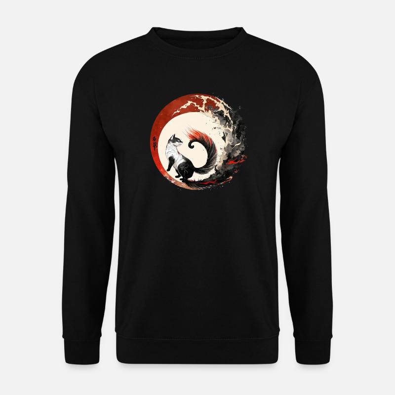 Katze Japanischer Stil - Unisex Pullover - Schwarz