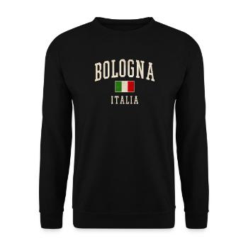 Bologna Italia Vintage Flag - Unisex Pullover - Schwarz - Vorne - Alina (178cm) & Michal (187cm)
