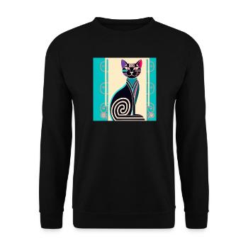 Neon-Spiralkatze Art Déco - Unisex Pullover - Schwarz - Vorne - Alina (178cm) & Michal (187cm)