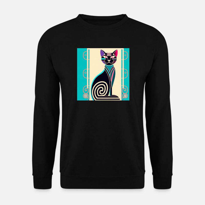 Neon-Spiralkatze Art Déco - Unisex Pullover - Schwarz