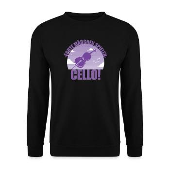 Cello Instrument Musikerin Cellonistin Geschenk - Unisex Pullover - Schwarz - Vorne - Alina (178cm) & Michal (187cm)