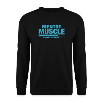 Bientôt musclé veuillez patienter - Sweat-shirt Unisexe - noir - Devant - Alina (178cm) & Michal (187cm)