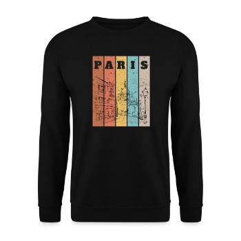 Croquis de la ligne d’horizon des Rayures de Paris - Sweat-shirt Unisexe - noir - Devant - Alina (178cm) & Michal (187cm)