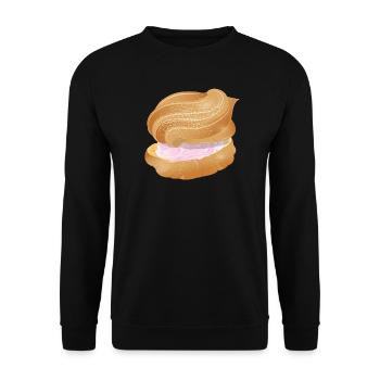 cream puff filled with pink cream illustration - Unisex Sweatshirt - black - Front - Alina (178cm) & Michal (187cm)