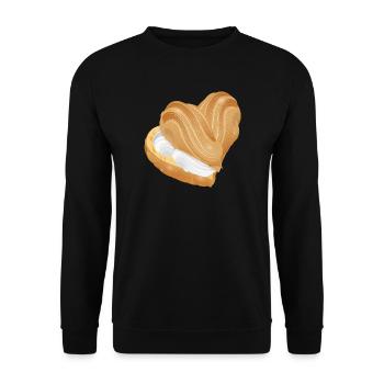 Heart cream puff filled with cream - Unisex Sweatshirt - black - Front - Alina (178cm) & Michal (187cm)