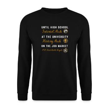 Life Stages Tutorial zu Battle Royale - Unisex Pullover - Schwarz - Vorne - Alina (178cm) & Michal (187cm)