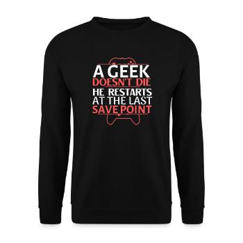 Save Point Geek Forever - Unisex Sweatshirt - black - Front - Alina (178cm) & Michal (187cm)