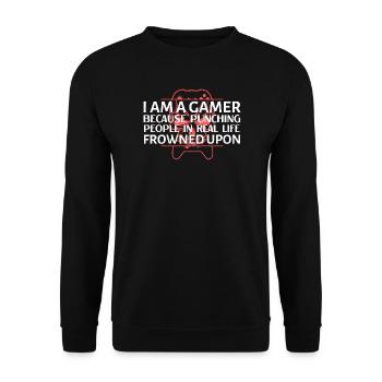 T-shirt Gamer Punchline - Sweat-shirt Unisexe - noir - Devant - Alina (178cm) & Michal (187cm)