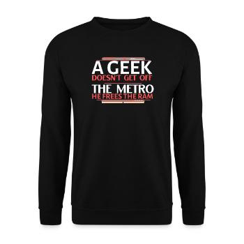 Geek Ram befreit die Metro - Unisex Pullover - Schwarz - Vorne - Alina (178cm) & Michal (187cm)