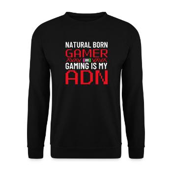 Natural Born Gamer: Gaming ist meine DNA - Unisex Pullover - Schwarz - Vorne - Alina (178cm) & Michal (187cm)