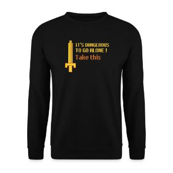 Retro Pixel Sword Quest - Sweat-shirt Unisexe - noir - Devant - Alina (178cm) & Michal (187cm)