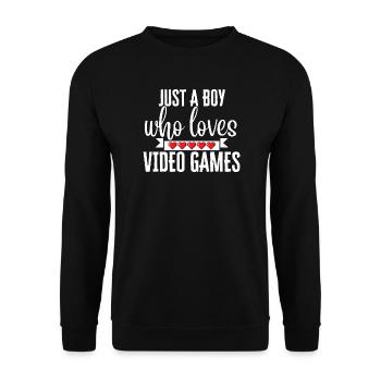 Nur ein Junge, der Videospiele liebt - Unisex Pullover - Schwarz - Vorne - Alina (178cm) & Michal (187cm)